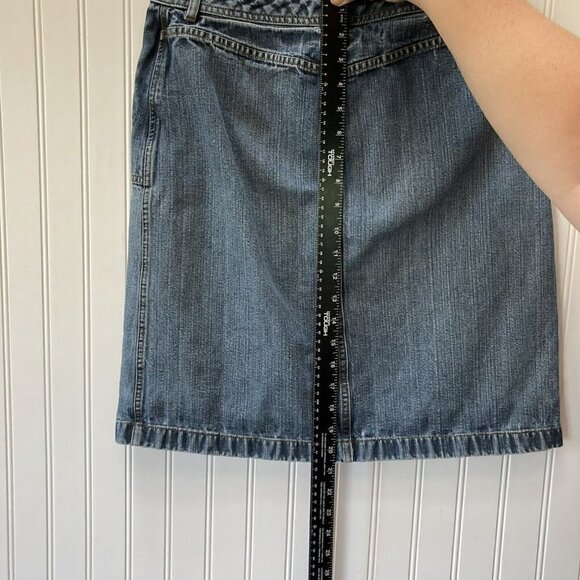 Anne Taylor Loft Factory Retro Y2K Medium Wash Front Pockets Denim Skirt Size 4 - Picture 10 of 11
